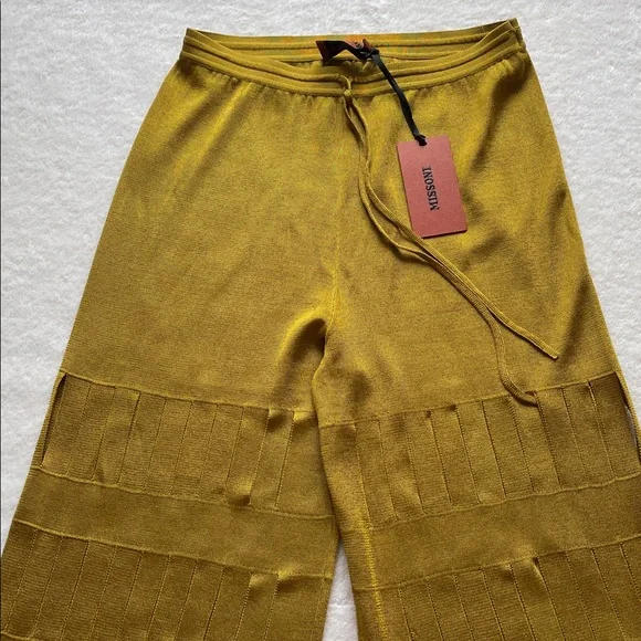 NWT Auth.Missoni Mustard Yellow Gold Fantasy Design Knit Pants Trousers 38 - Picture 5 of 10